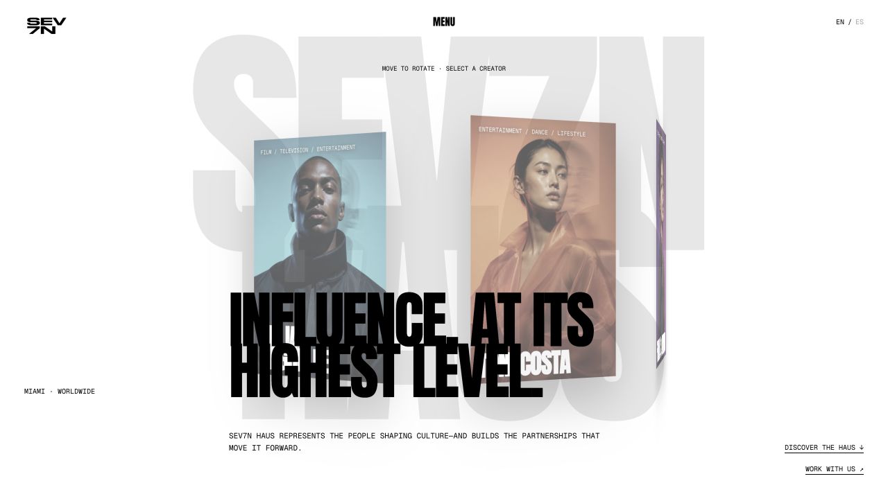 Sev7nHaus influence and talent homepage